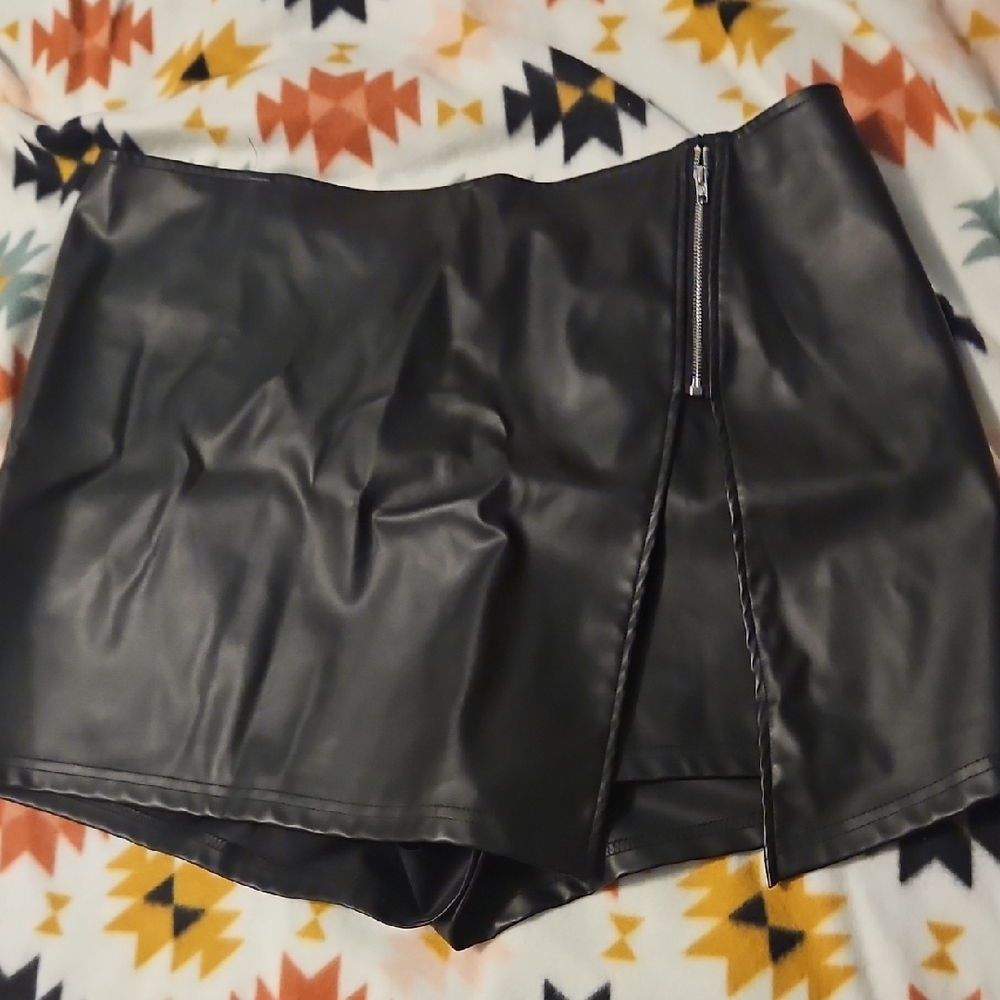 Black Faux Leather Mini Skirt